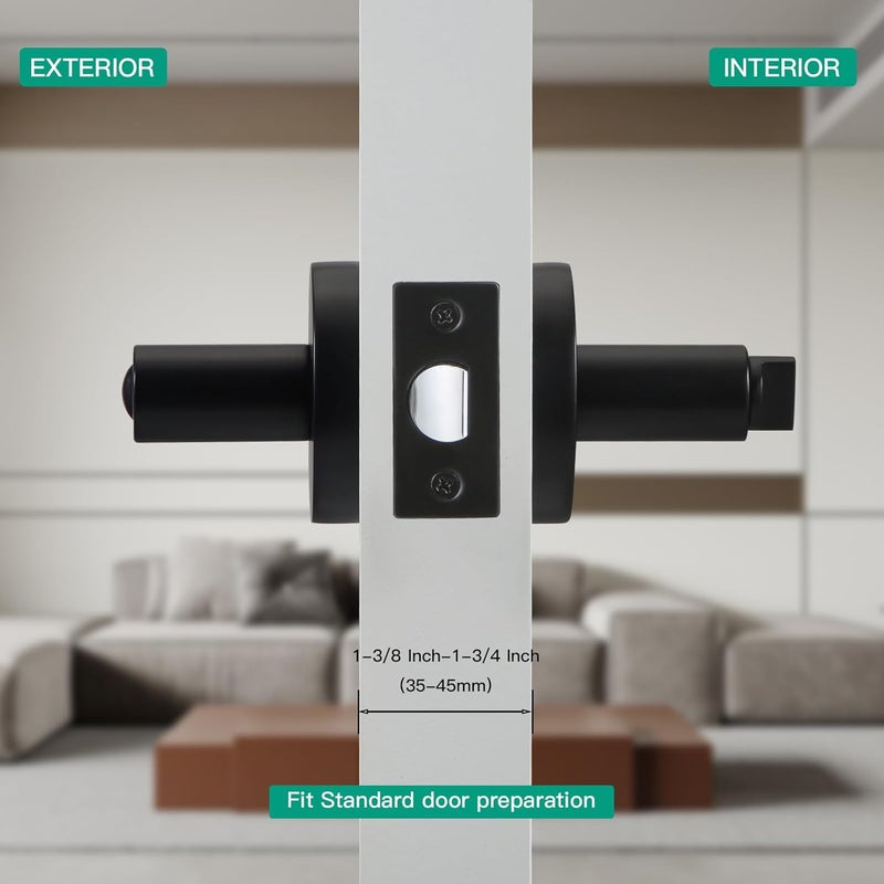 YAGU Wooden Round Passage Lever Door Handle Non-Locking Lever Set Pack of 1 [for Hallway or Closet Doors] Reversible for Right & Left Sided Doors Heavy Duty - Matte Black Finish - Image 3